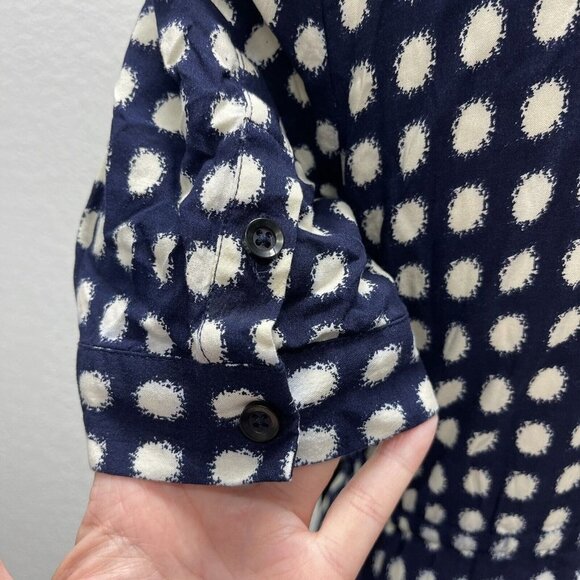Anthropologie 11 1 TYLHO Cortland Polka Dot Wrap Dress Blue Size Small EUC Navy - Picture 9 of 11